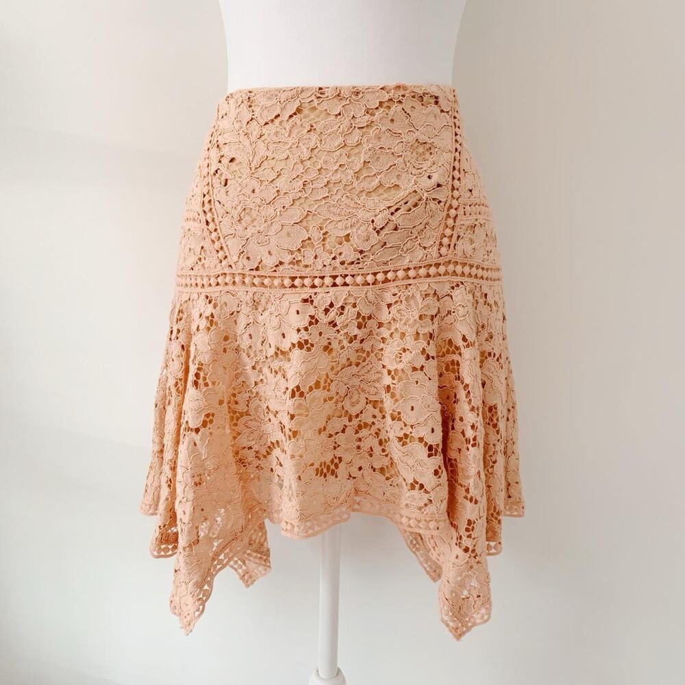 Veronica Beard Peach Floral Lace Skirt Size 2